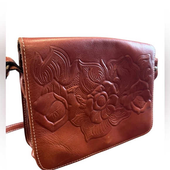 Patricia Nash Brown Floral Embossed Crossbody Bag - Picture 2 of 12